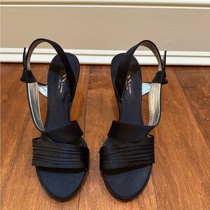 Nina Black Sandals with Strappy Slingback Design